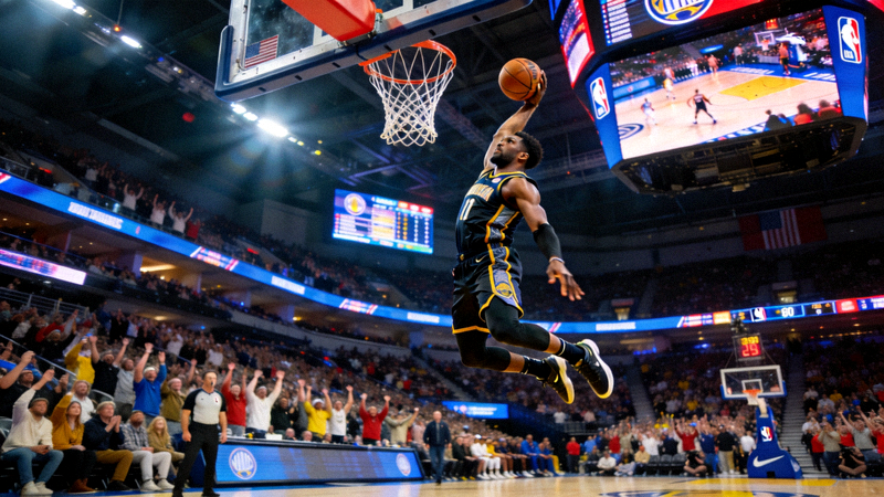 NBA篮球比赛直播现场 - 球员扣篮精彩瞬间